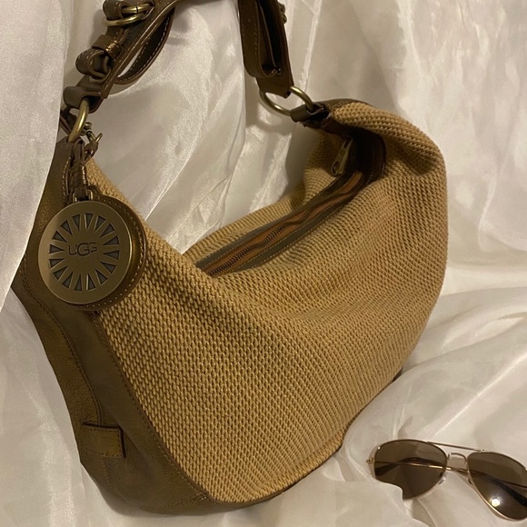 UGG Australia Bronze Leather Woven Hobo Bag - Picture 2 of 16